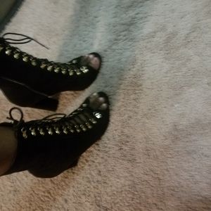 Open-Toe Lace Up Ankle Boot